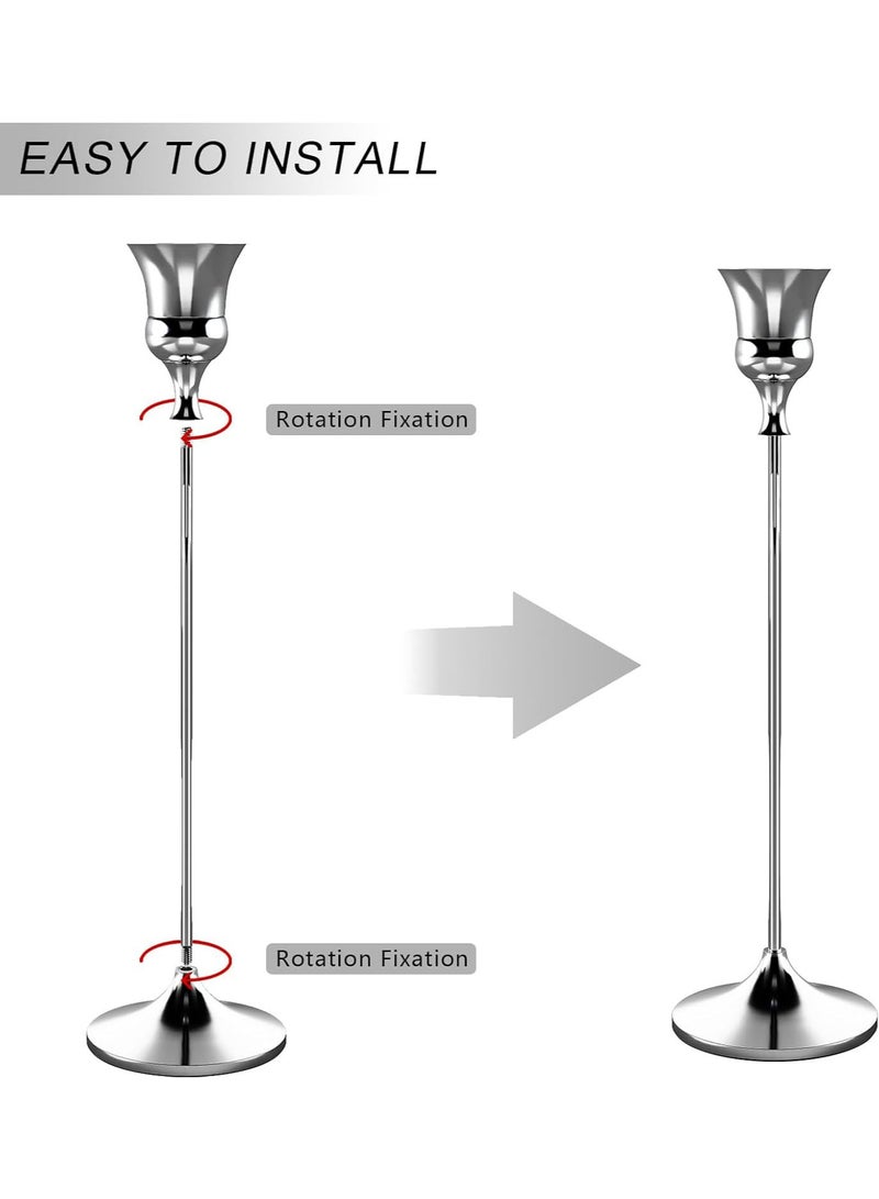 Monda Silver Taper Candle Holders Set of 3 - Elegant 3-Tiered Height Metal Candlestick Holders for Home Decor, Weddings & Parties - Image 4